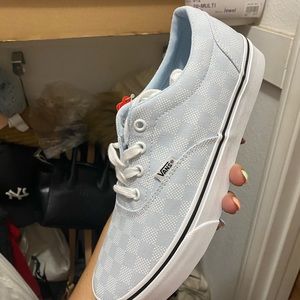 Baby blue checkered vans